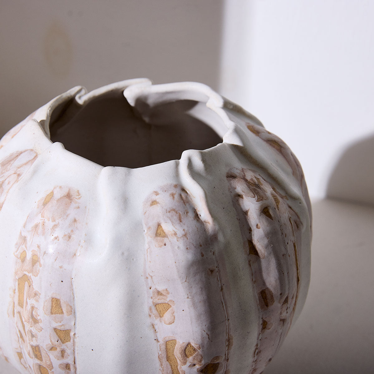Pleated Bump Stoneware Vase in Ice | Warner Walcott