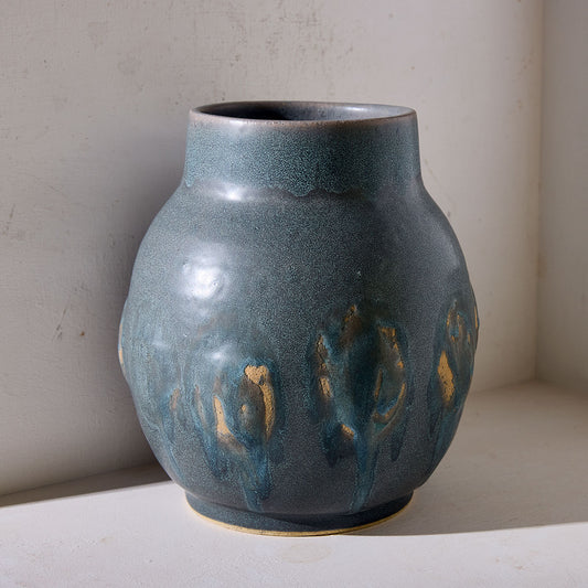 Indigo Crawl Bump Stoneware Vase | Warner Walcott