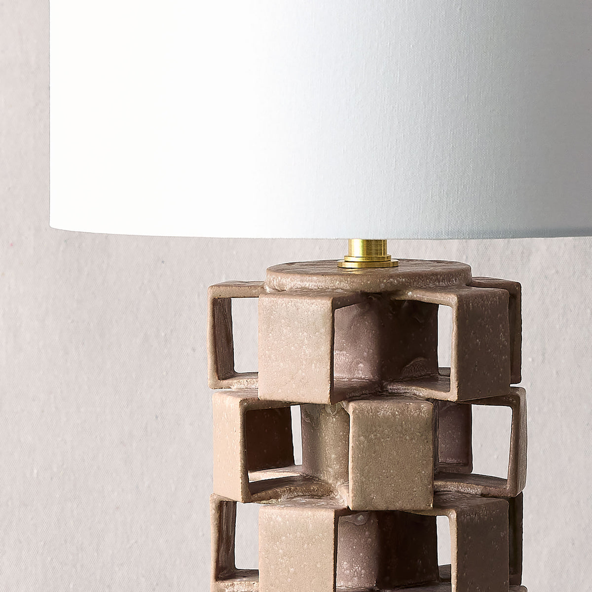 Cube Stoneware Lamp in Heather Taupe | Warner Walcott