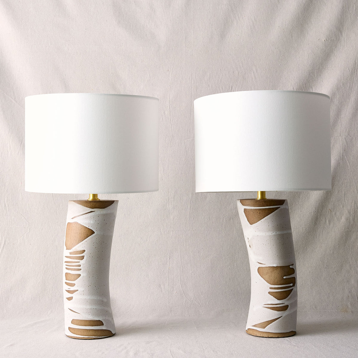 Stoneware Corset Lamp in Poured Ice | Warner Walcott