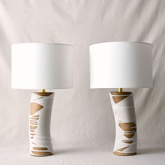 Stoneware Corset Lamp in Poured Ice | Warner Walcott