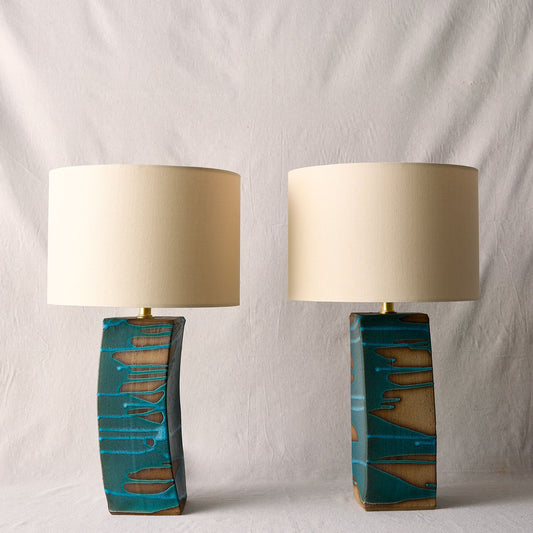 Monolith Stoneware Lamp in Poured Turquoise | Warner Walcott