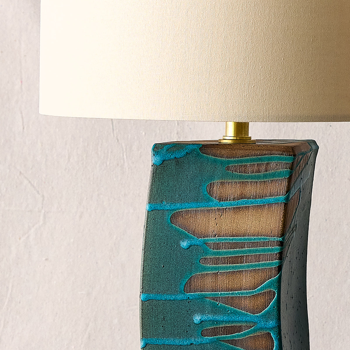 Monolith Stoneware Lamp in Poured Turquoise | Warner Walcott