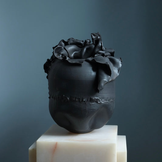 Black Ceramic Tulip Sculptural Vase by Erin Banta Wilford Ceramics