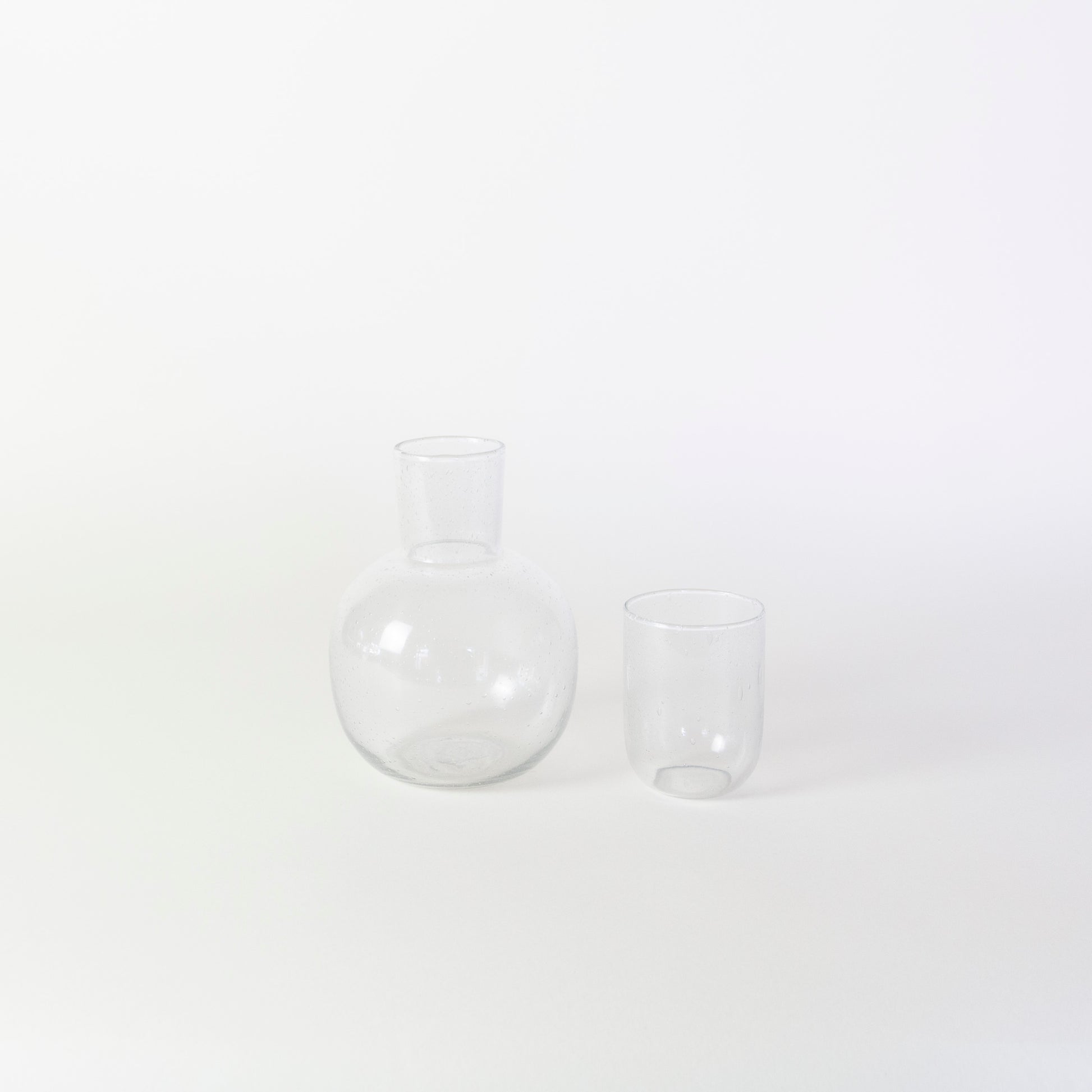 Seeded Glass Carafe with Glass