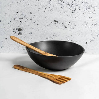Olivewood serving spatula forks  in bowl