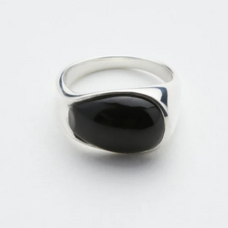 Sterling Silver Black Agate Mizner Ring by Luz Ortiz New York