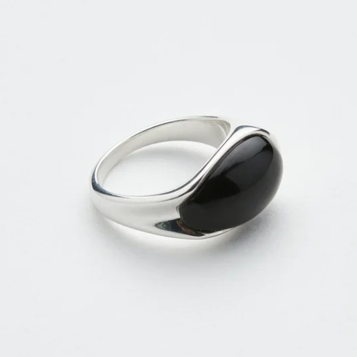 Sterling Silver Black Agate Mizner Ring by Luz Ortiz New York