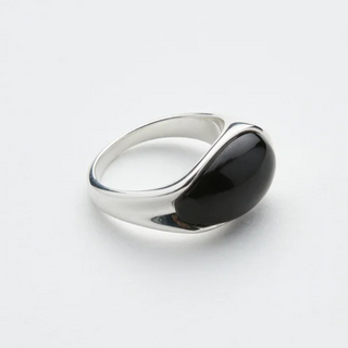 Sterling Silver Black Agate Mizner Ring by Luz Ortiz New York