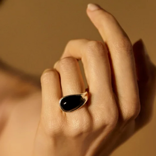 18K Vermeil Black Agate Mizner Ring by Luz Ortiz New York