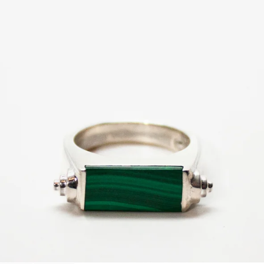 Sterling Silver Malachite Nova Ring by Luz Ortiz New York