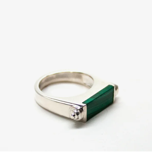 Sterling Silver Malachite Nova Ring by Luz Ortiz New York