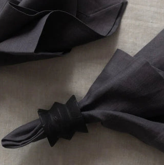 black marble napkin ring holder