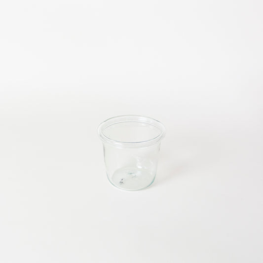 clear recycled glass pot 