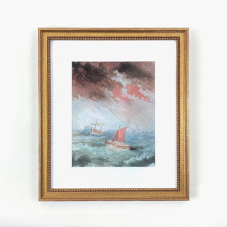 Vintage Watercolor Ship from France