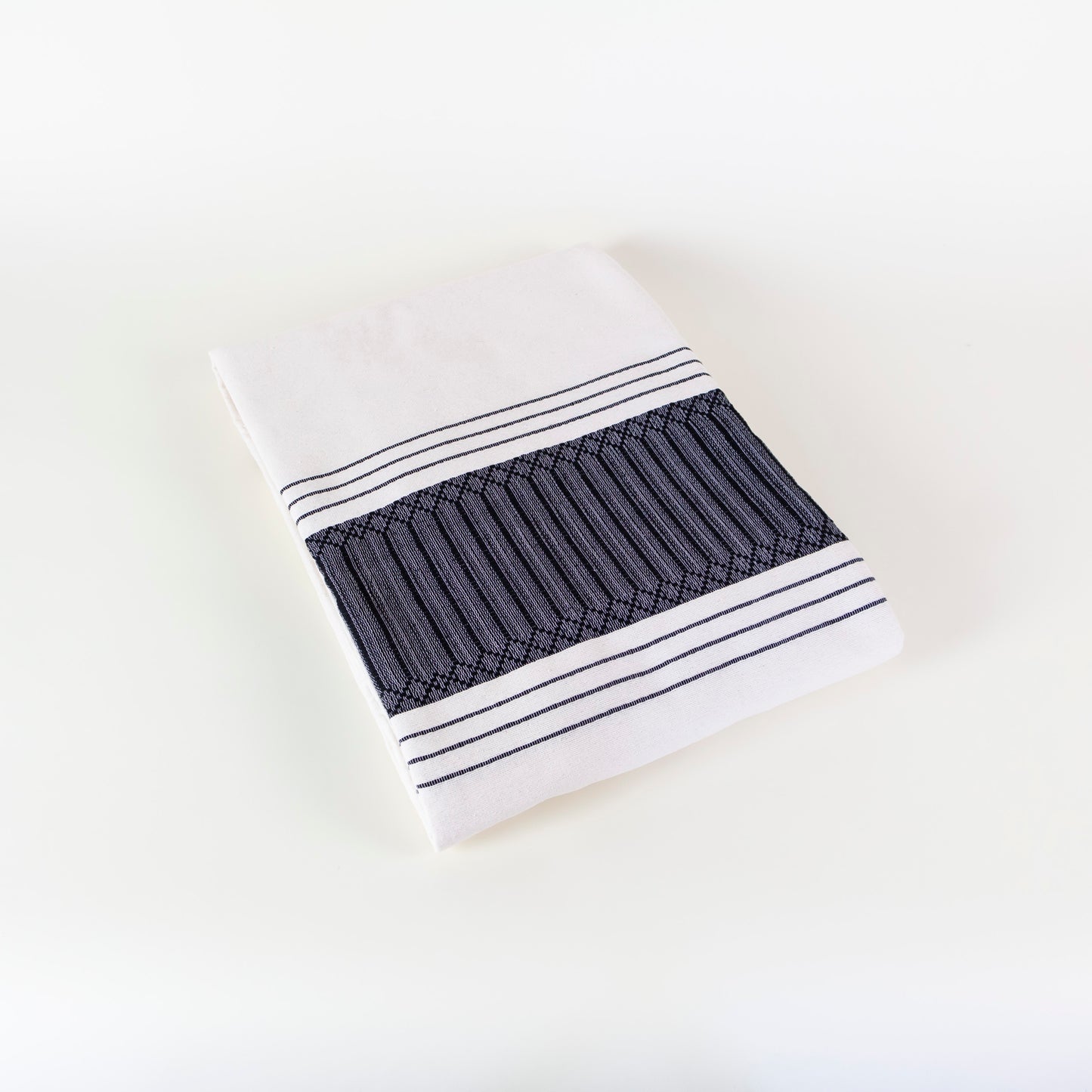 Oaxacan Queen Cotton Coverlet | Navy Embroidery