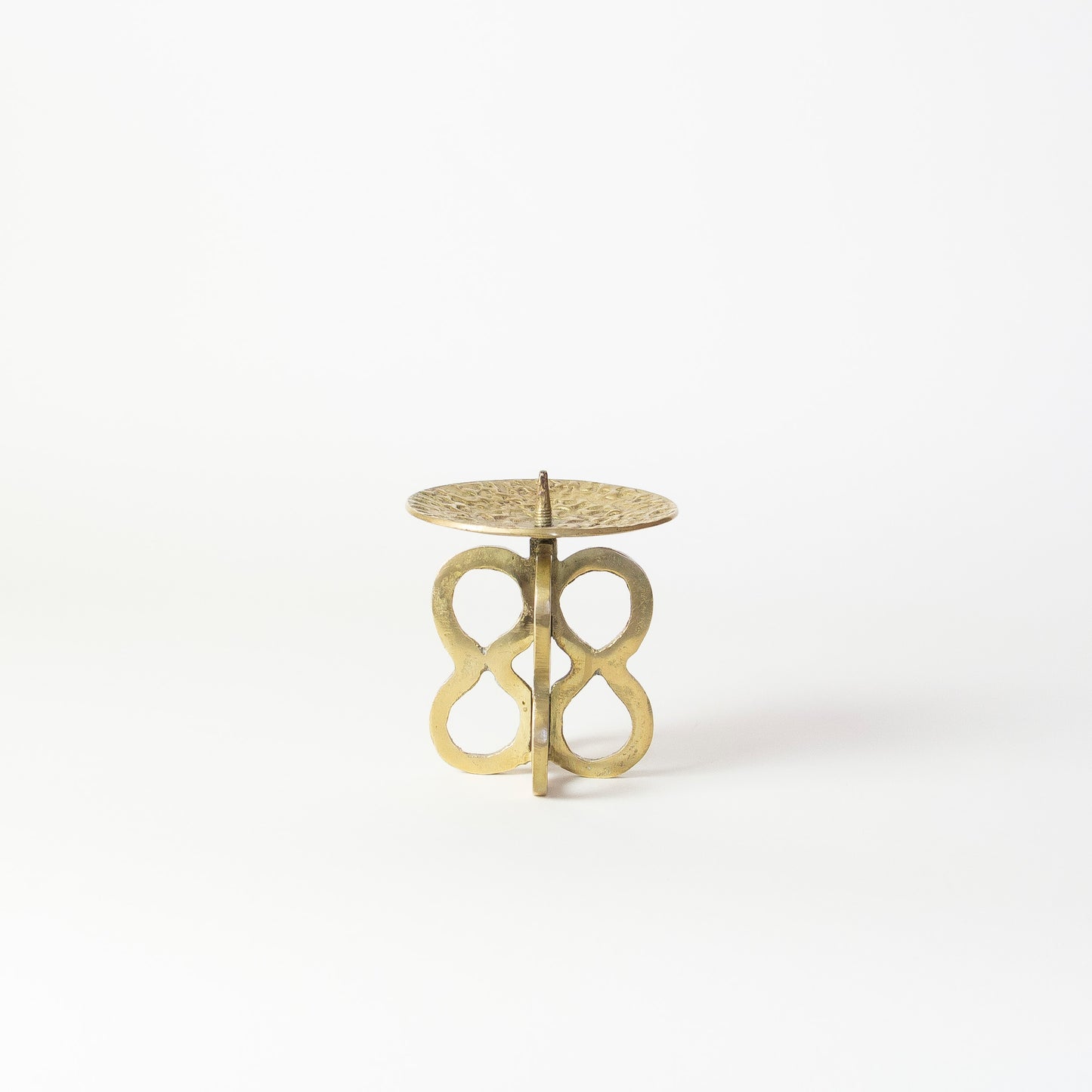 Vintage Brutalist Brass Figure Eight Candleholder
