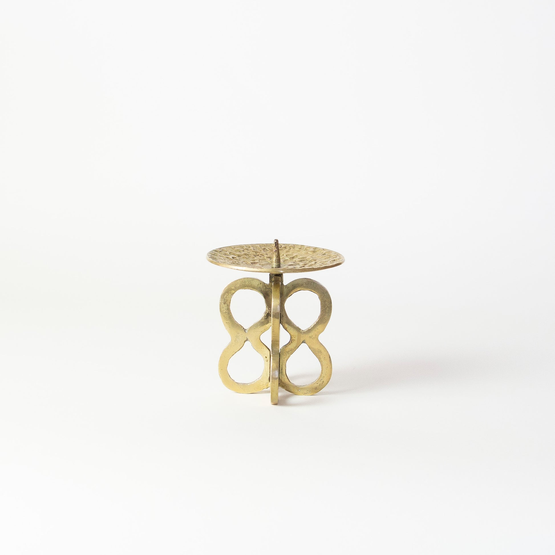 Vintage Brutalist Brass Figure Eight Candleholder