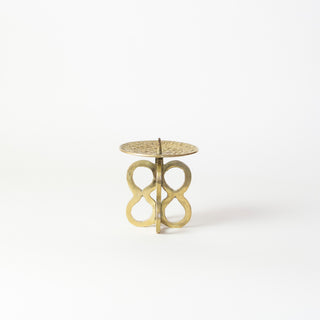 Vintage Brutalist Brass Figure Eight Candleholder