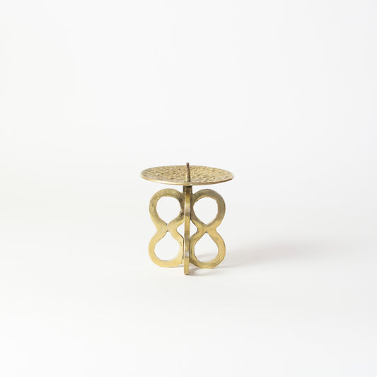 Vintage Brutalist Brass Figure Eight Candleholder